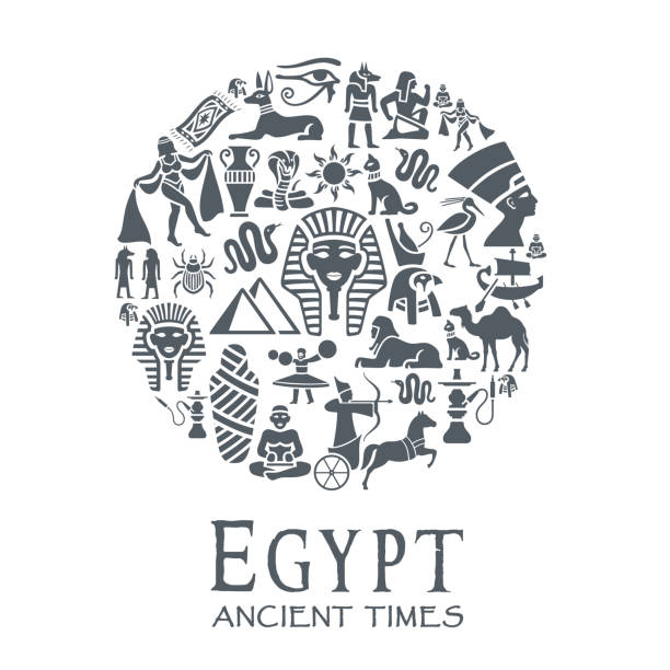 illustrazioni stock, clip art, cartoni animati e icone di tendenza di collage egiziano - egyptian culture hieroglyphics human eye symbol