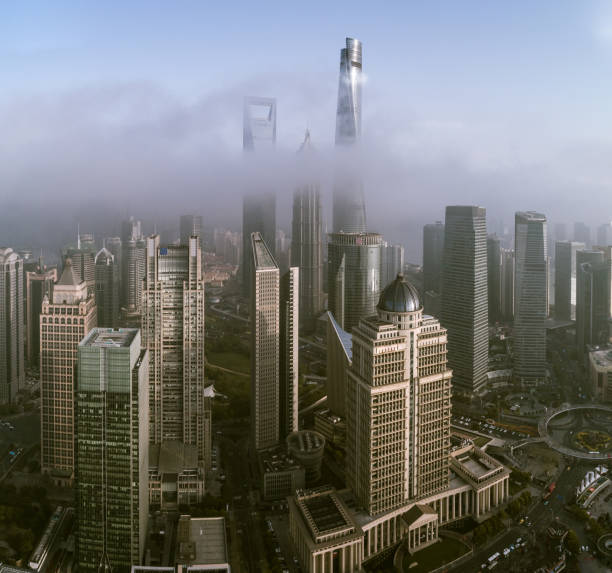 istock Skyscrapers above the dramatic clouds in Shanghai 1006623926