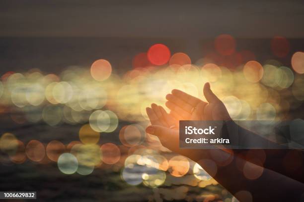 Muslim People Pray Anti Healing Disaster For Hope Middle East Peace Prayer Hands Muslim Worship And Prayer Stock Photo - Download Image Now