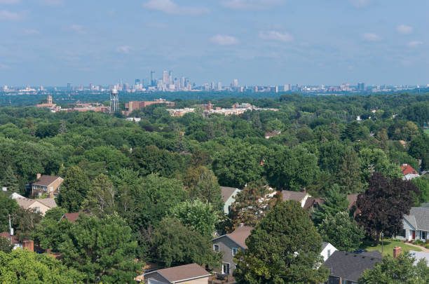 Minneapolis Skyline from Highland Park stock photo