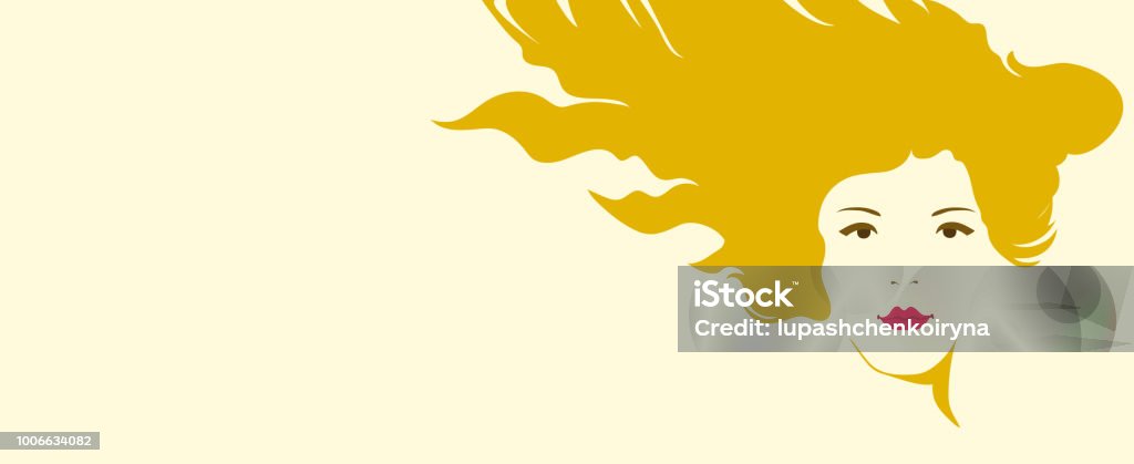 Portrait of a young beautiful girl with developing hair Portrait of a young beautiful girl with developing hair symbolizing a hot summer Full stock vector