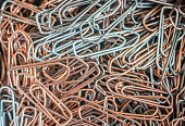 A heap of different paper clips