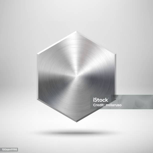Polygon Button Metal Polygon Button Template Stock Illustration - Download Image Now ...