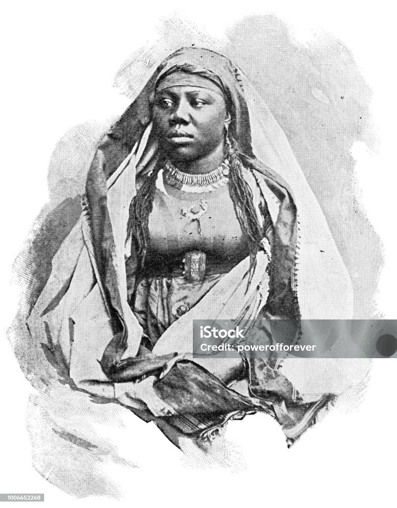 Portrait Of A Nubian Woman In Aswan Egypt Ottoman Empire Stock ...