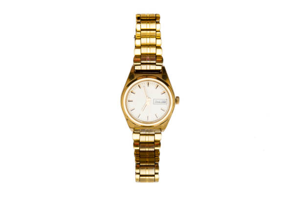 istock Wrist watch in gold isolated on white background 1006658484