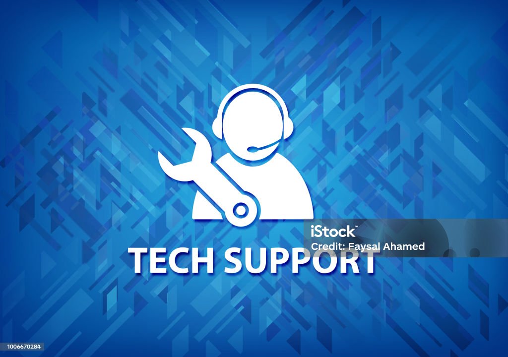 Tech Support Color Tech Support Blue Background Stock Illustration - Download Image Now ...