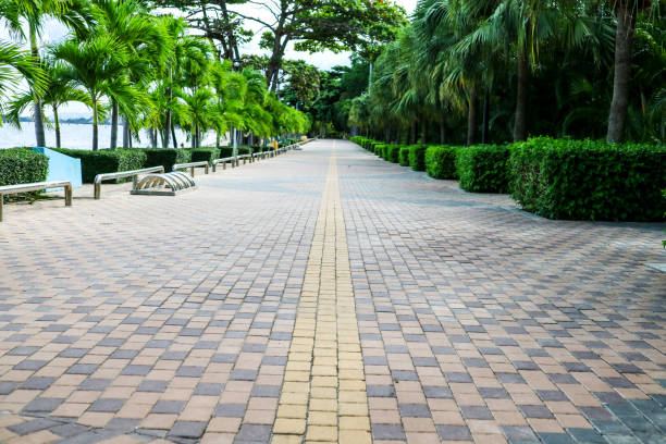 istock brick block concrete beach road and garden side 1006673888