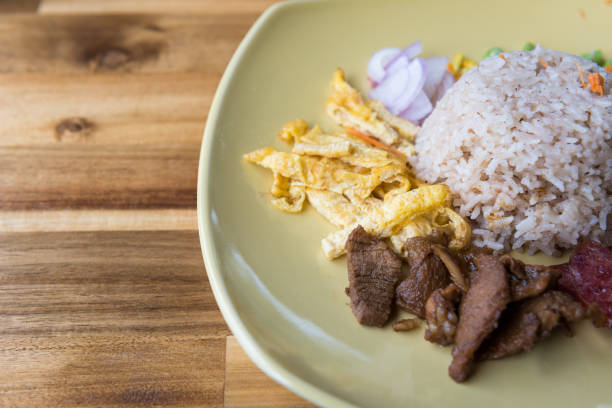 istock Rice Seasoned with Shrimp Paste Recipe on wooden table 1006682118