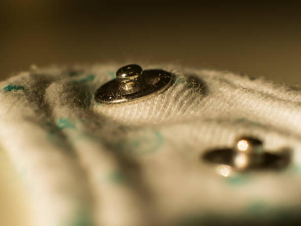snaps on the cloth bib in the macro scale