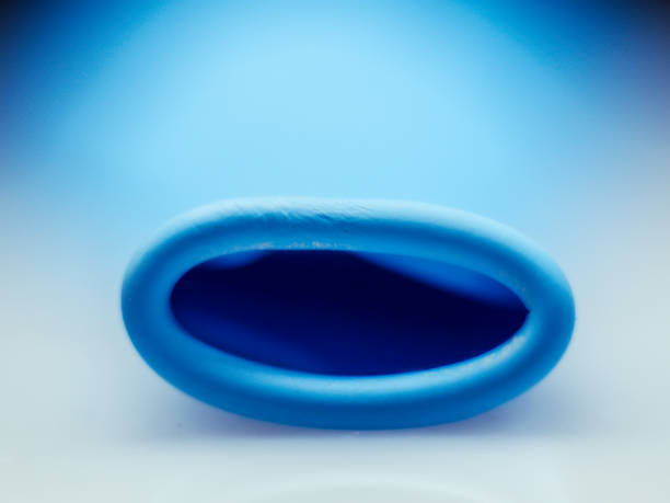 mouthpiece of a blue balloon on a macro scale