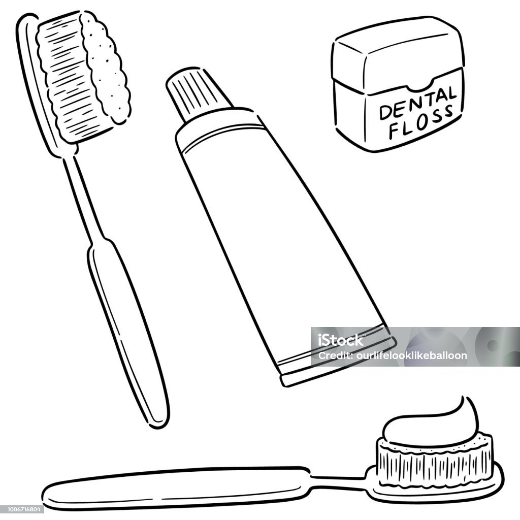 tooth care set vector set of tooth care set Doodle stock vector