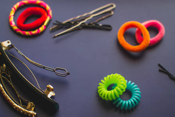 istock Accessories for hair, colorful elastic bands and barrettes 1006717064
