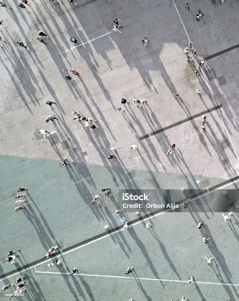 High Angle View of People On Street - Lizenzfrei Menschen Stock-Foto