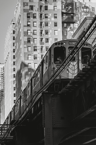 Monochromatic  elevated train in the loop.