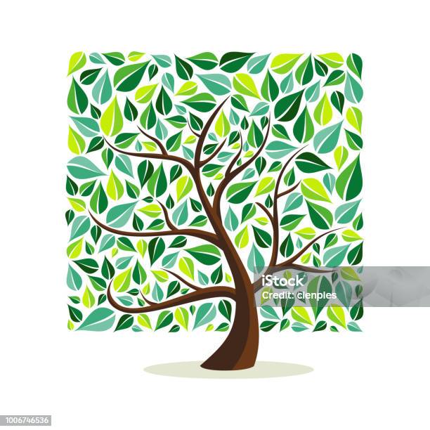 Green Leaf Square Tree Concept For Nature Help Stock Illustration ...