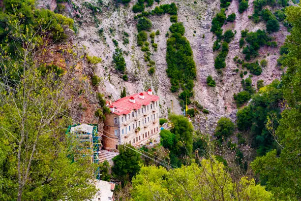Proussos monastery near Karpenisi town in Evrytania - Greece. The Monastery of Proussos was named from the Icon of Panagia Prousiotissa from Prousa in Minor Asia.