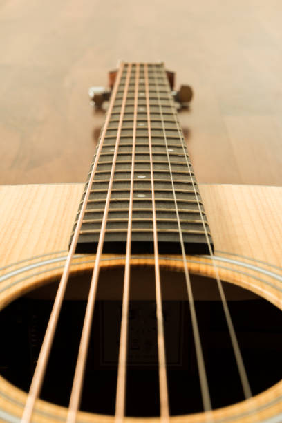 istock Acoustic guitar on wood background 1006750196