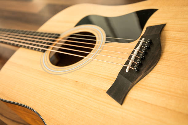 istock Acoustic guitar on wood background 1006750664