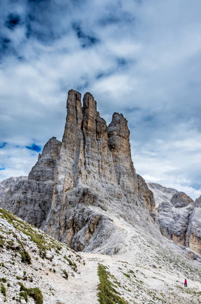 Vajolet Towers in Rosengarten Catinaccio massif Beautiful view in Dolomites mountains, Alto Adige, South Tyrol, Italy catinaccio stock pictures, royalty-free photos & images