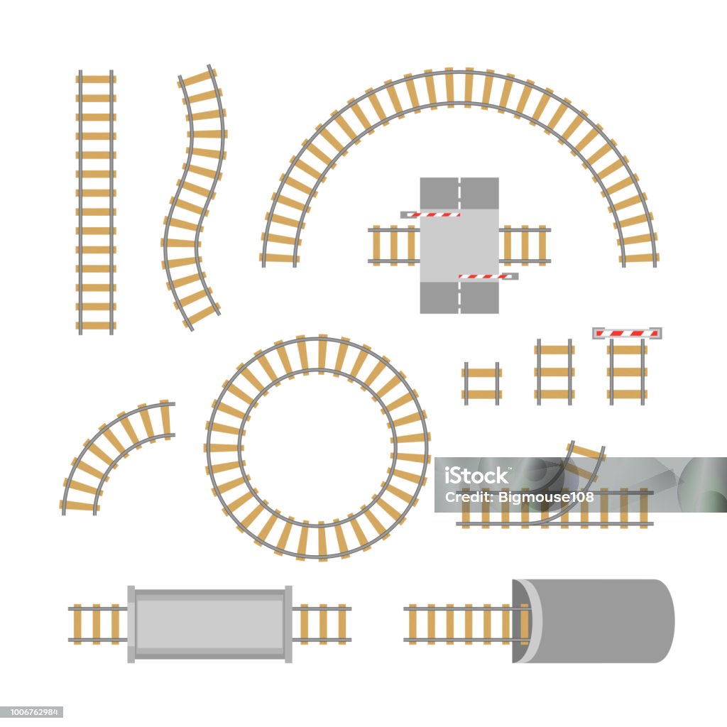 Train Element Design Railway Elements Parts Set Vector Stock Illustration - Download Image ...