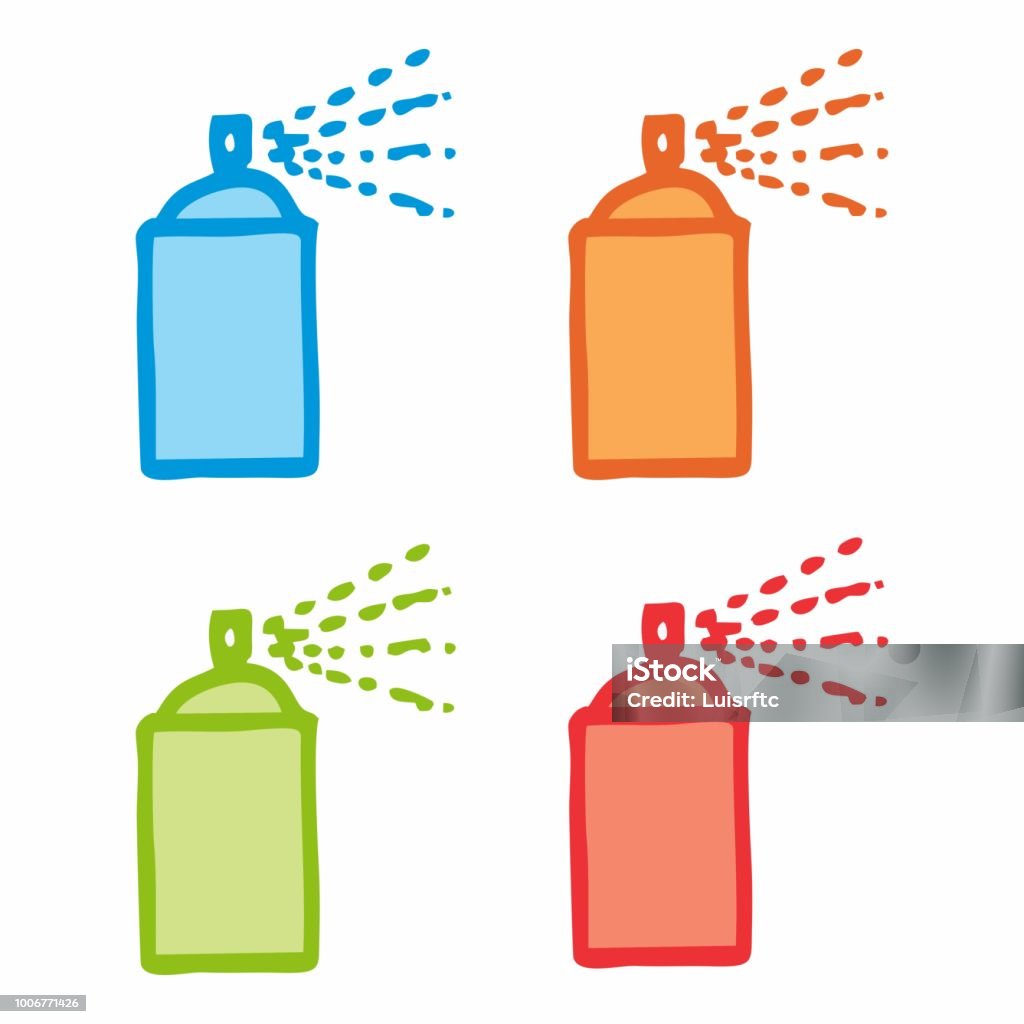 Bombolette Spray Colorate - Immagini vettoriali stock e altre immagini di Bomboletta  spray - Bomboletta spray, Arancione, Arte - iStock