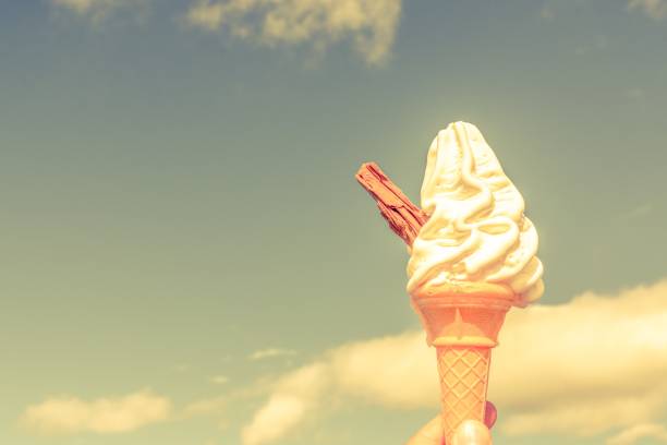 istock Ice cream in a cone with a chocolate stick 1006778056