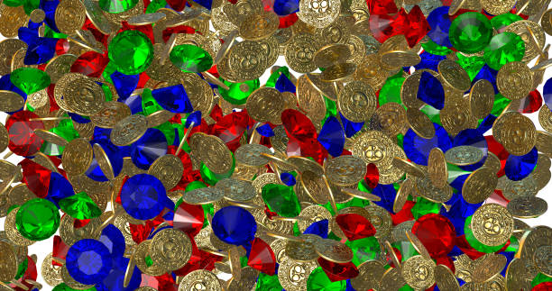istock Rain of vintage gold coins. 3D render 1006781236