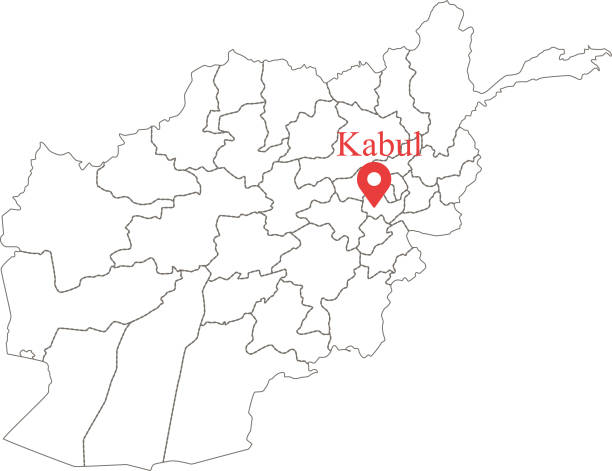 Blank outline map of Afghanistan with province borders vector illustration and capital location Kabul This vector map is accurately prepared by a GIS and remote sensing expert with highly detailed information. khost afghanistan stock illustrations