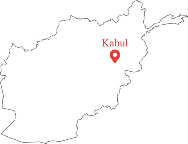 Blank outline map of Afghanistan border vector illustration and capital location Kabul This vector map is accurately prepared by a GIS and remote sensing expert with highly detailed information. khost afghanistan stock illustrations