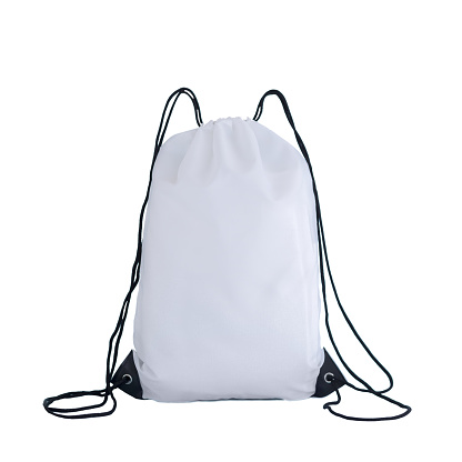 Blanco plantilla de paquete de lazo, bolsa para zapatos de deporte aislados en blanco photo