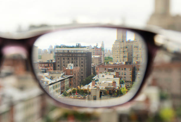 뉴욕 시력 측정법 - horizontal personal perspective cityscape urban scene 뉴스 사진 이미지