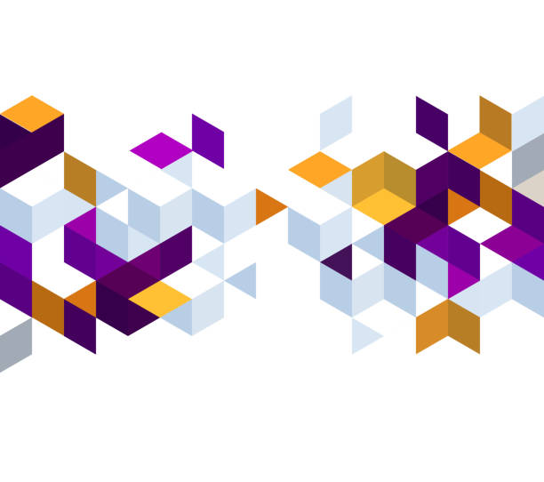 ilustraciones, imágenes clip art, dibujos animados e iconos de stock de fondo abstracto con cubos de color y rejilla - science backgrounds purple abstract