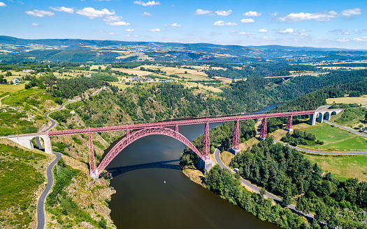 Garabit Viaduct, a railway arch bridge constructed by Gustave Eiffel. Cantal, France