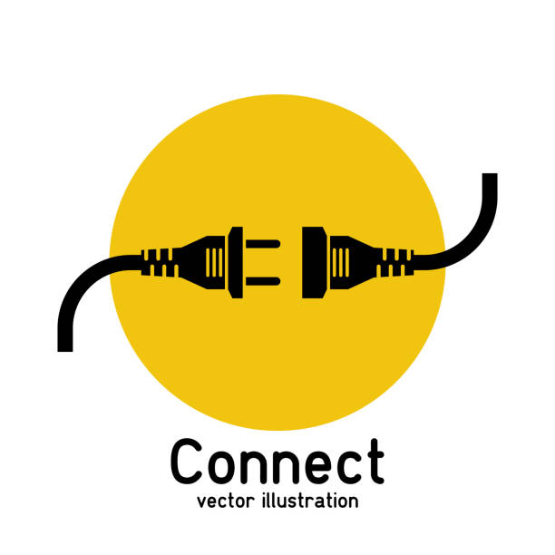 ilustraciones, imágenes clip art, dibujos animados e iconos de stock de concepto de conexión, el icono - electric plug outlet electricity cable