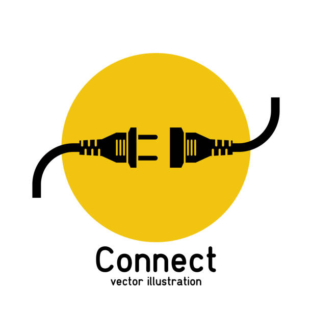 koncepcja połączenia, ikona - wired stock illustrations