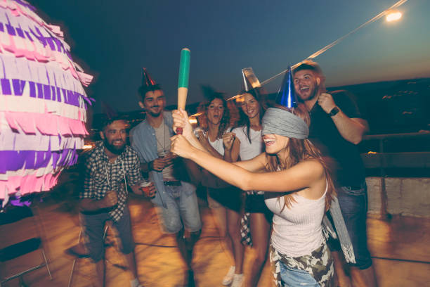 istock Birthday pinata hitting party 1006829740