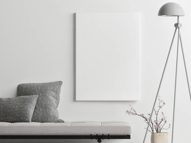 istock Mock up poster on the white wall with home decoration 1006852378