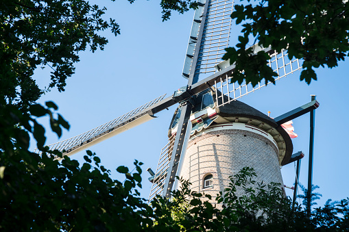 wind mill against blue sky, Alkmaar, Holland