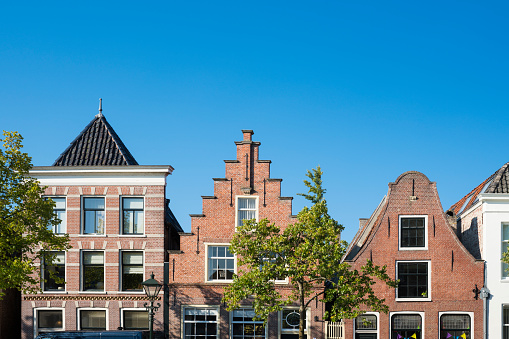 detail of Dutch houses in Alkmaar, Holland,