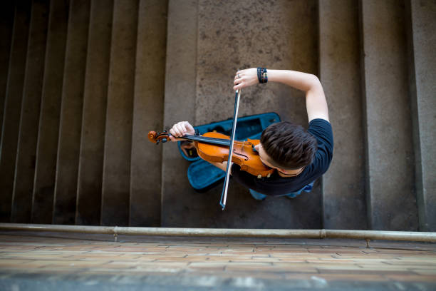 Street musician playing violin