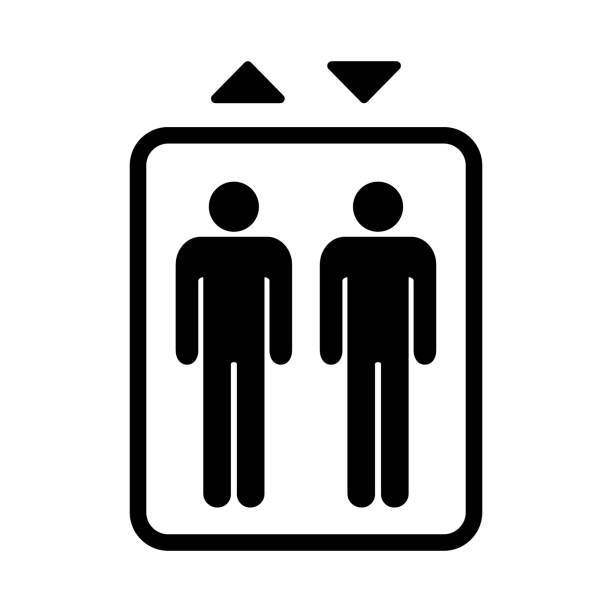 ilustrações, clipart, desenhos animados e ícones de sinal do elevador. símbolo isolado preto para elevador. projeto simples. - elevador