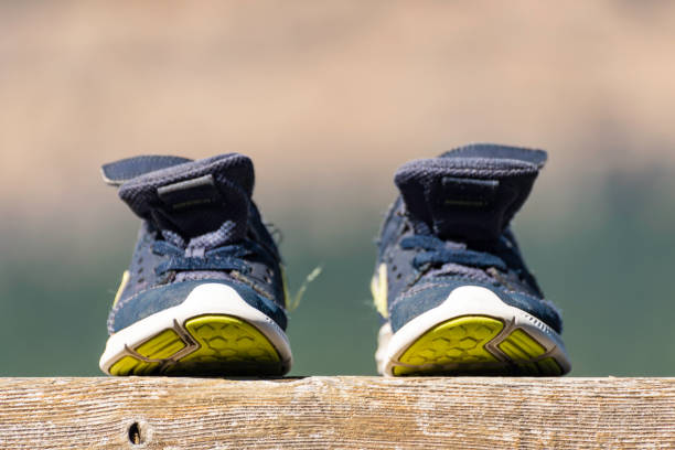Pair of toddlers sneakers driving out after a trip to the beach