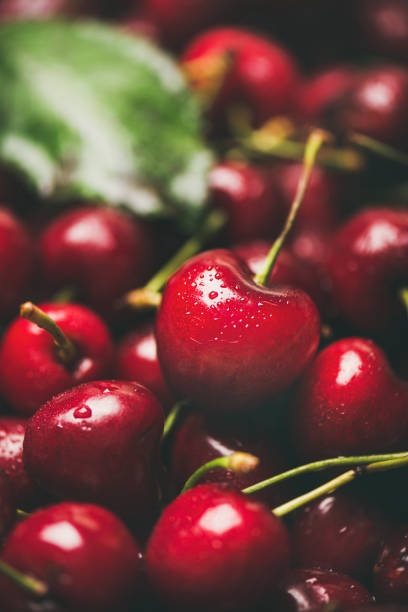 istock Fresh sweet cherry texture, wallpaper and background, close-up 1006925602