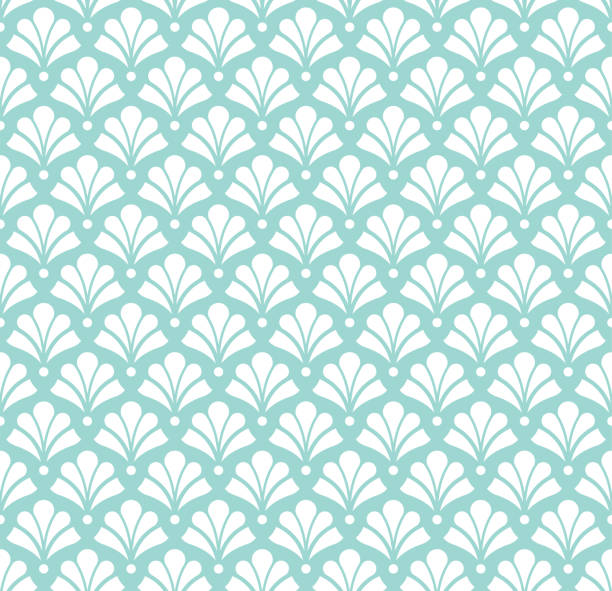 japanische blue ornamental vector hintergrund. art-deco-floral seamless pattern. geometrischen dekorativen textur. - floral pattern decor art backgrounds stock-grafiken, -clipart, -cartoons und -symbole