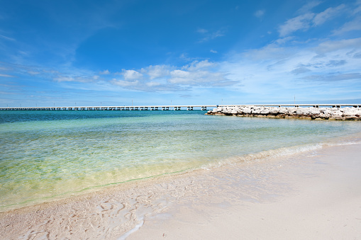 Pristine sandy beach and clear water in Bahia Honda state park, Florida Keys