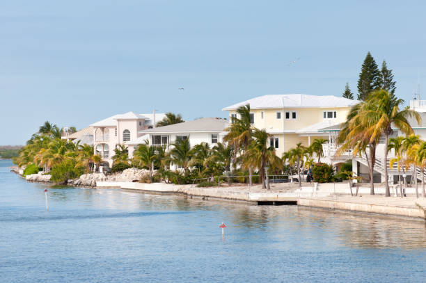 Waterfront villas in Florida stock photo