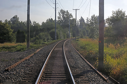 Train tracks on a summer day.