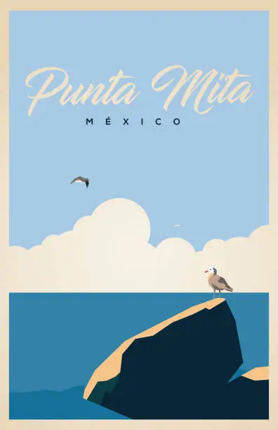 Vector illustration of Punta Mita, Nayarit Mexico.