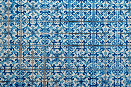 Azulejo, old traditional painted tiles in Portugal