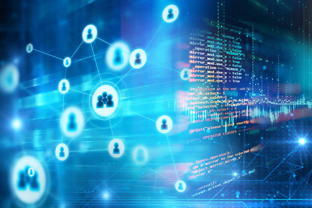 istock abstract illustration background with user icon and connecting dots . 1006988796